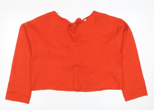 Womens UK Size L Zara Orange Cropped Blouse