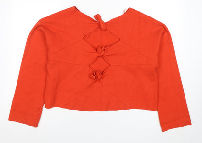 Womens UK Size L Zara Orange Cropped Blouse