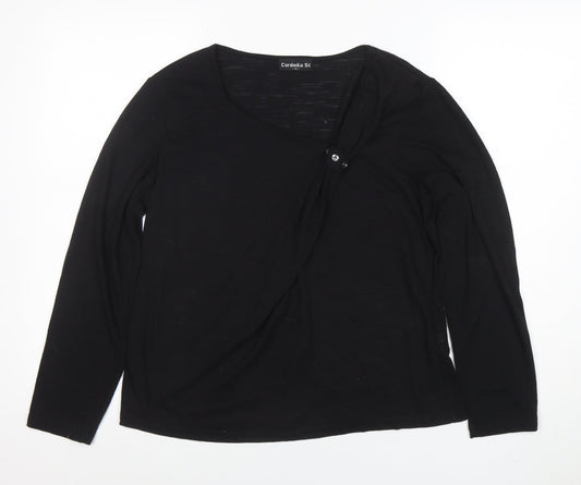 Womens UK Size 14 Cordelia St Black Wrap Blouse