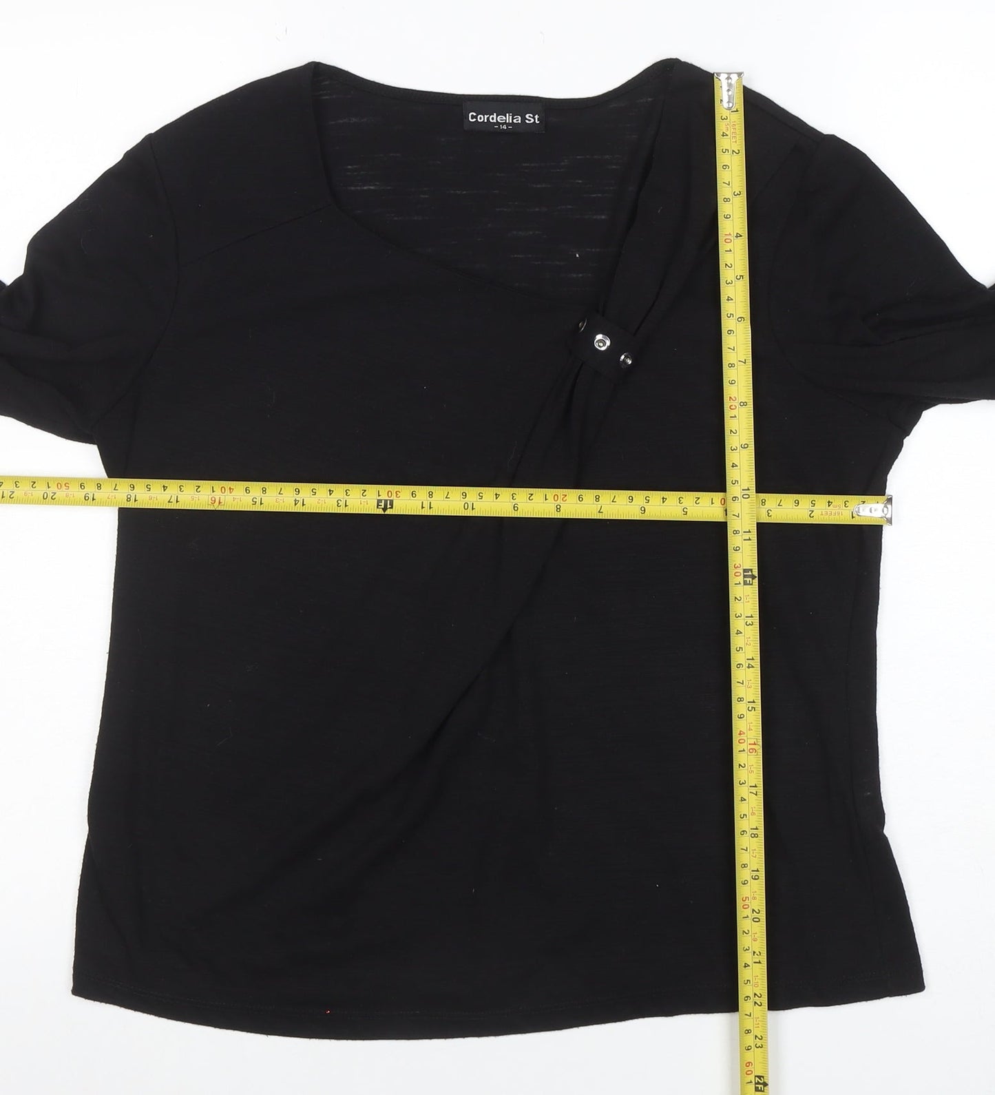 Womens UK Size 14 Cordelia St Black Wrap Blouse
