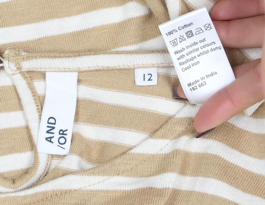 Womens UK Size 12 AND/OR Beige Basic T-Shirt