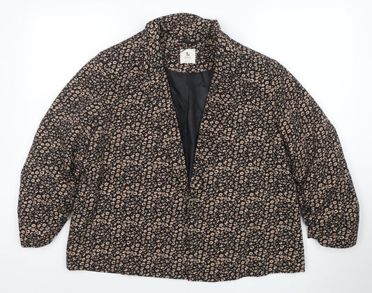 Tu Women Black Animal Print Regular Fit Lined Blazer Size 18