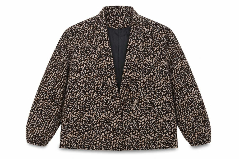 Tu Women Black Animal Print Regular Fit Lined Blazer Size 18