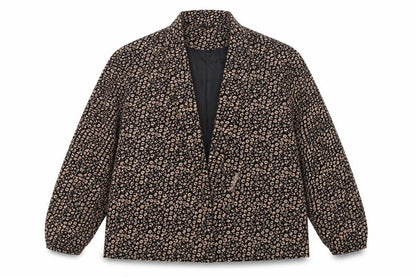 Tu Women Black Animal Print Regular Fit Lined Blazer Size 18