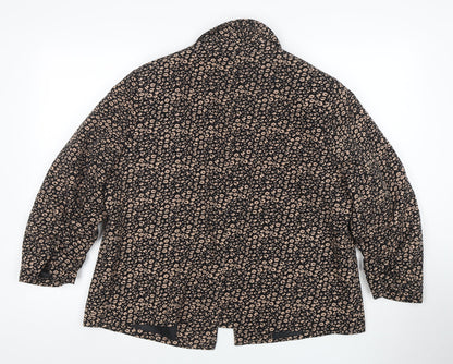 Tu Women Black Animal Print Regular Fit Lined Blazer Size 18