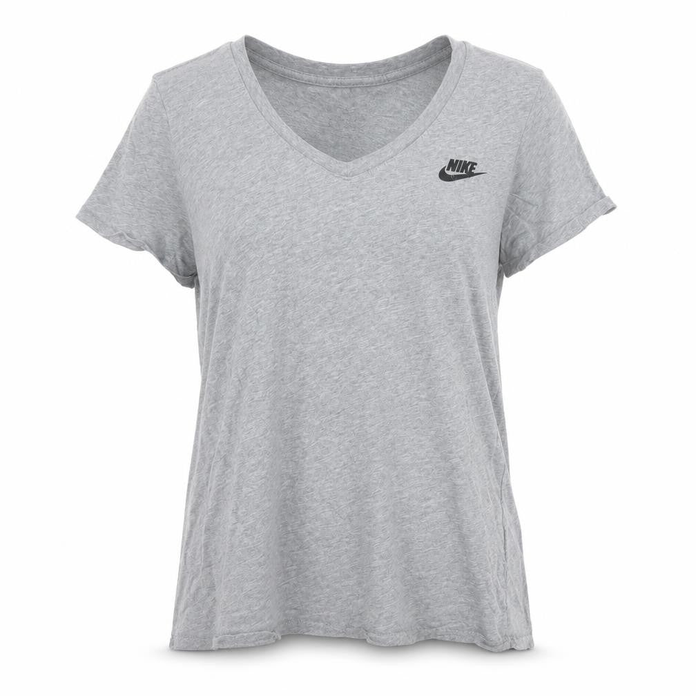 Nike Womens Grey V-Neck Short Sleeve Basic Cotton T-Shirt M
