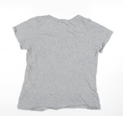 Nike Womens Grey V-Neck Short Sleeve Basic Cotton T-Shirt M