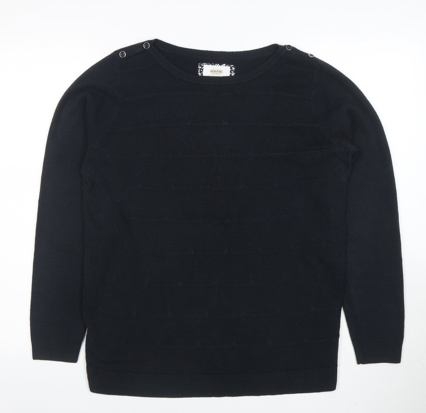 Womens UK Size 14 Maine New England Black Basic Blouse