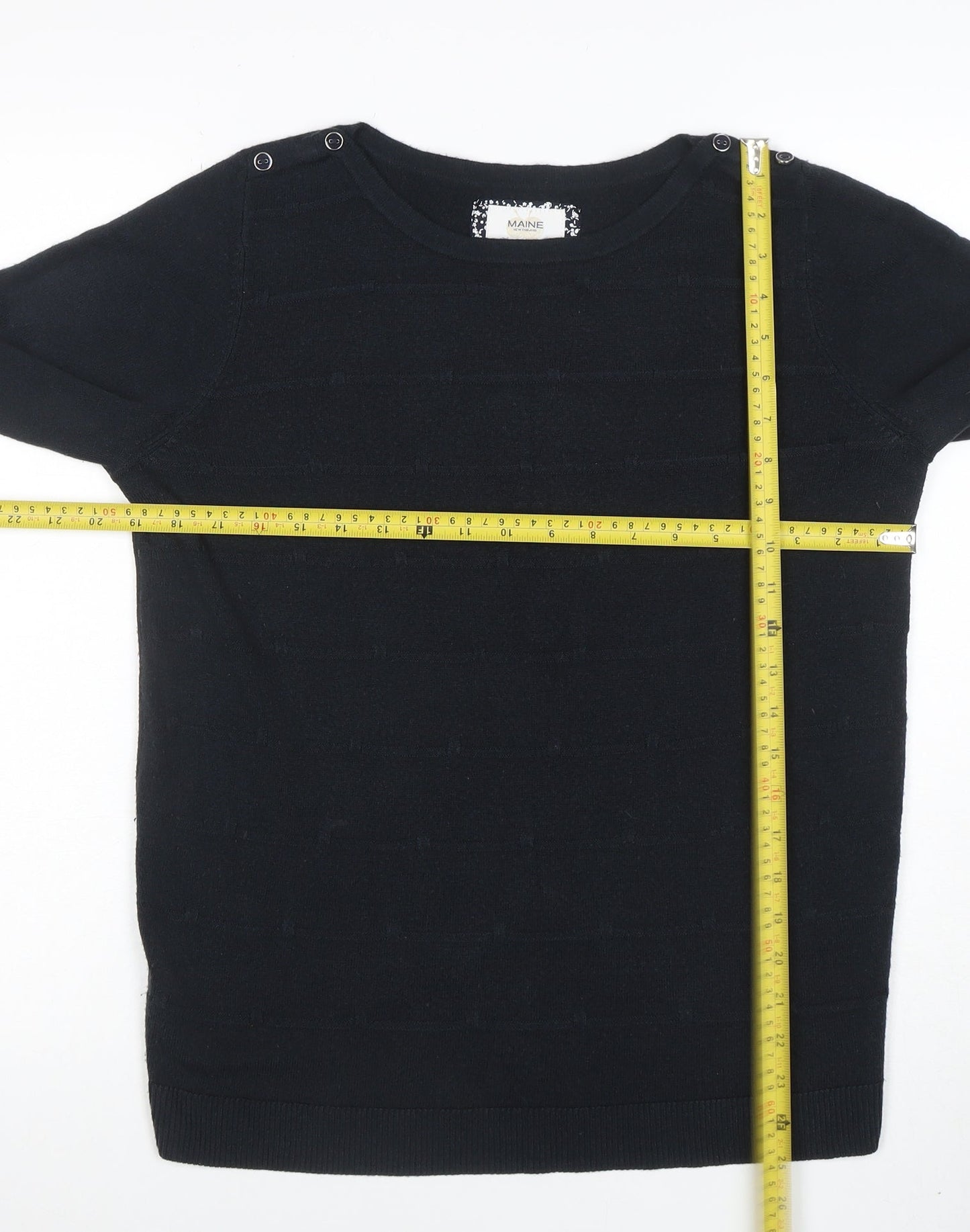 Womens UK Size 14 Maine New England Black Basic Blouse