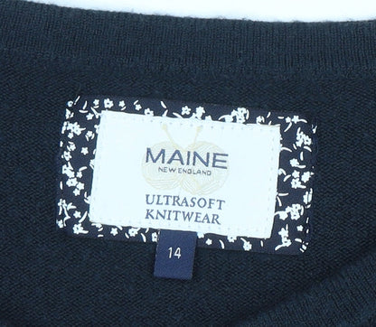 Womens UK Size 14 Maine New England Black Basic Blouse