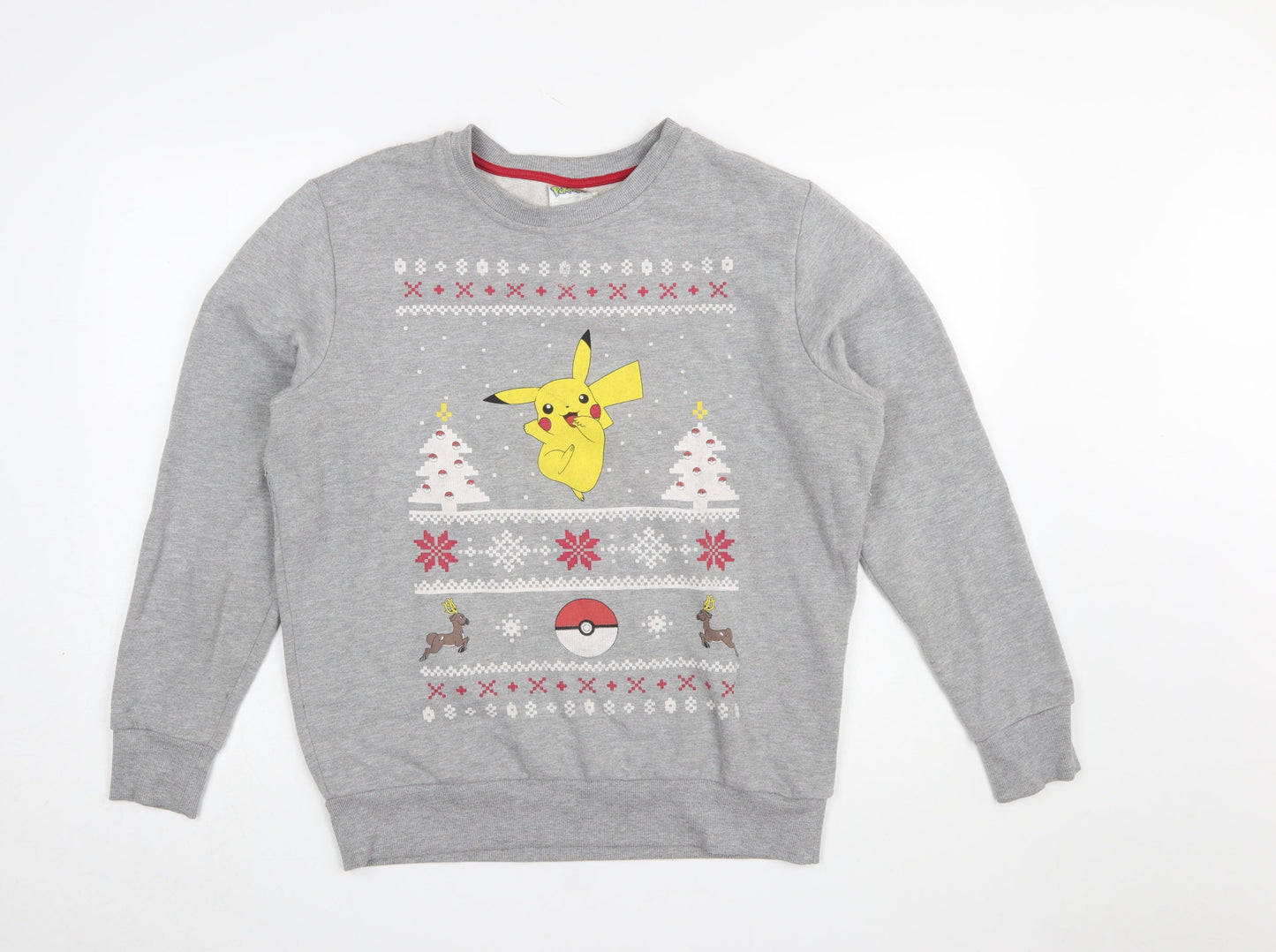 Womens UK Size L Pokémon Grey Pullover Sweatshirt
