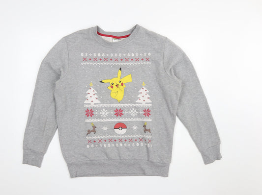 Womens UK Size L Pokémon Grey Pullover Sweatshirt