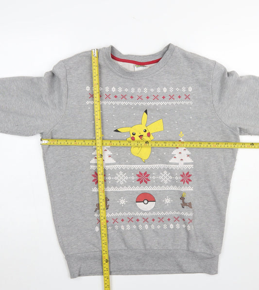 Womens UK Size L Pokémon Grey Pullover Sweatshirt