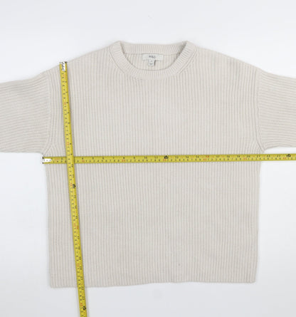 Marks and Spencer Women's Beige Cotton Knit Jumper Size M