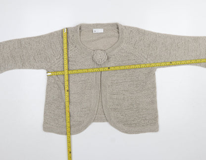 BHS Womens Beige Knit Cardigan Size 18 Round Neck 3/4 Sleeve