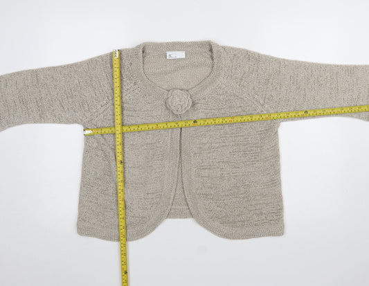 BHS Womens Beige Knit Cardigan Size 18 Round Neck 3/4 Sleeve