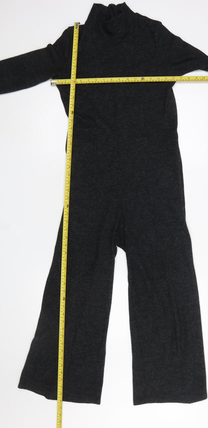 Zara Women Black Long Sleeve High Neck Wide-Leg Jumpsuit Size S