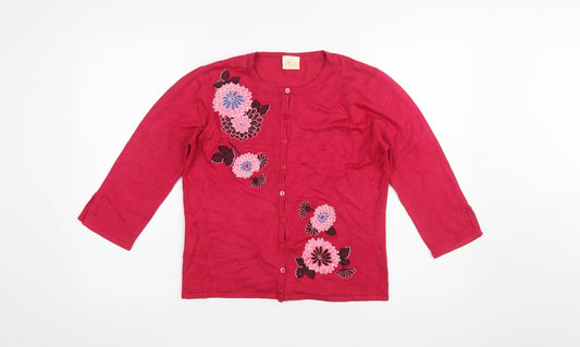 Womens UK Size S Country Casuals Red Cardigan Jumper