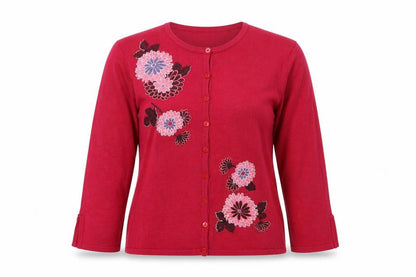 Womens UK Size S Country Casuals Red Cardigan Jumper