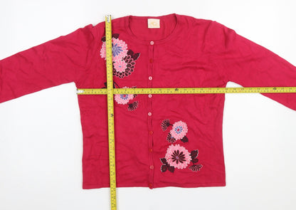 Womens UK Size S Country Casuals Red Cardigan Jumper