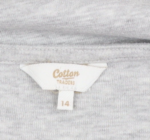 Womens UK Size 14 Cotton Traders Grey Basic T-Shirt