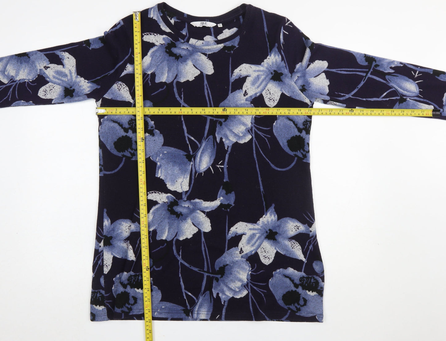 Womens UK Size 14 Isle Essentials Blue Basic T-Shirt