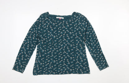 Mudd & Water Women's Green Floral Long Sleeve Organic Cotton T-Shirt Size 14