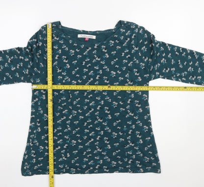 Mudd & Water Women's Green Floral Long Sleeve Organic Cotton T-Shirt Size 14