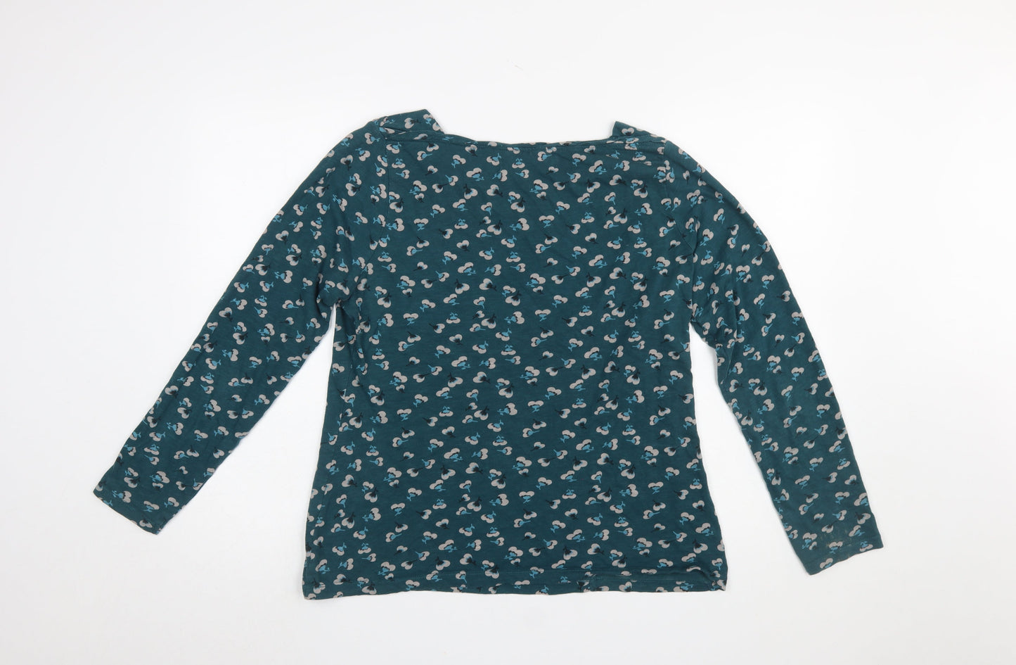 Mudd & Water Women's Green Floral Long Sleeve Organic Cotton T-Shirt Size 14