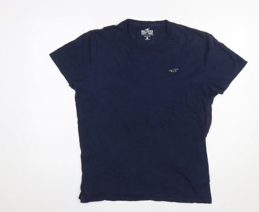 Hollister Men's Navy Blue Cotton Crew Neck Short Sleeve T-Shirt L