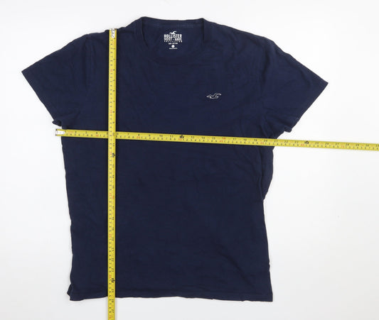 Hollister Men's Navy Blue Cotton Crew Neck Short Sleeve T-Shirt L