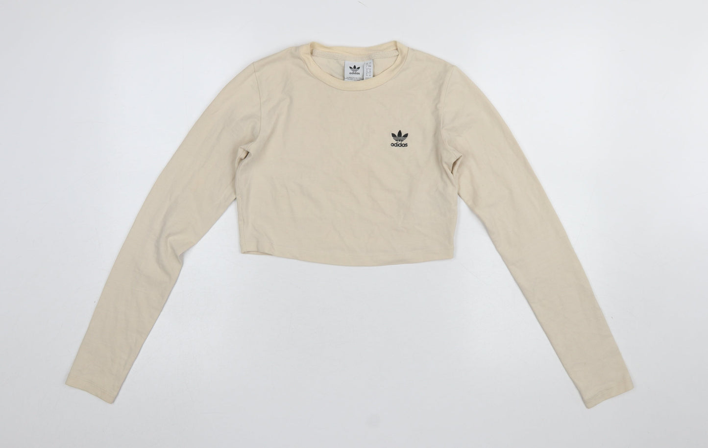 Womens UK Size 8 adidas Beige Cropped T-Shirt