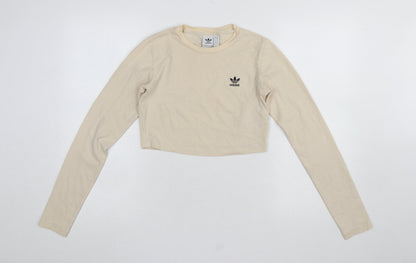 Womens UK Size 8 adidas Beige Cropped T-Shirt