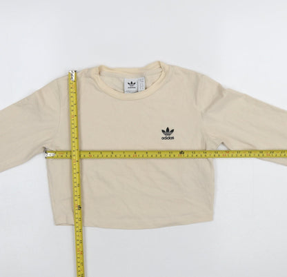 Womens UK Size 8 adidas Beige Cropped T-Shirt