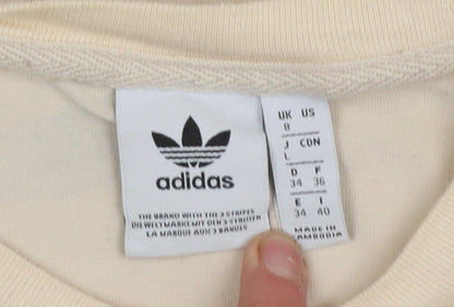Womens UK Size 8 adidas Beige Cropped T-Shirt