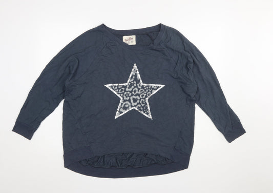 Womens UK Size 2 A Postcard From Brighton Blue Jersey T-Shirt