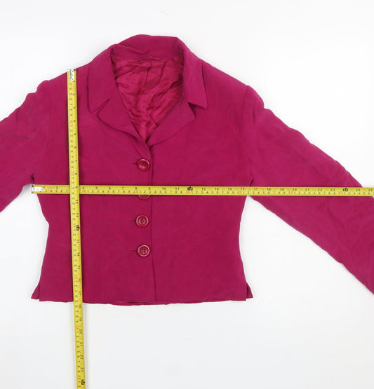 Hobbs Women's Fuchsia Silk Blazer Jacket Size 10 Single-Breasted