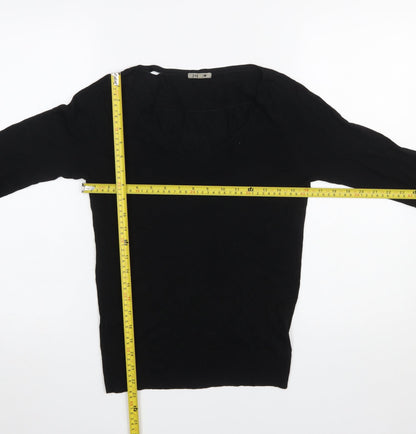 Jigsaw Womens Black V-Neck Silk Blend Pullover Jumper XS