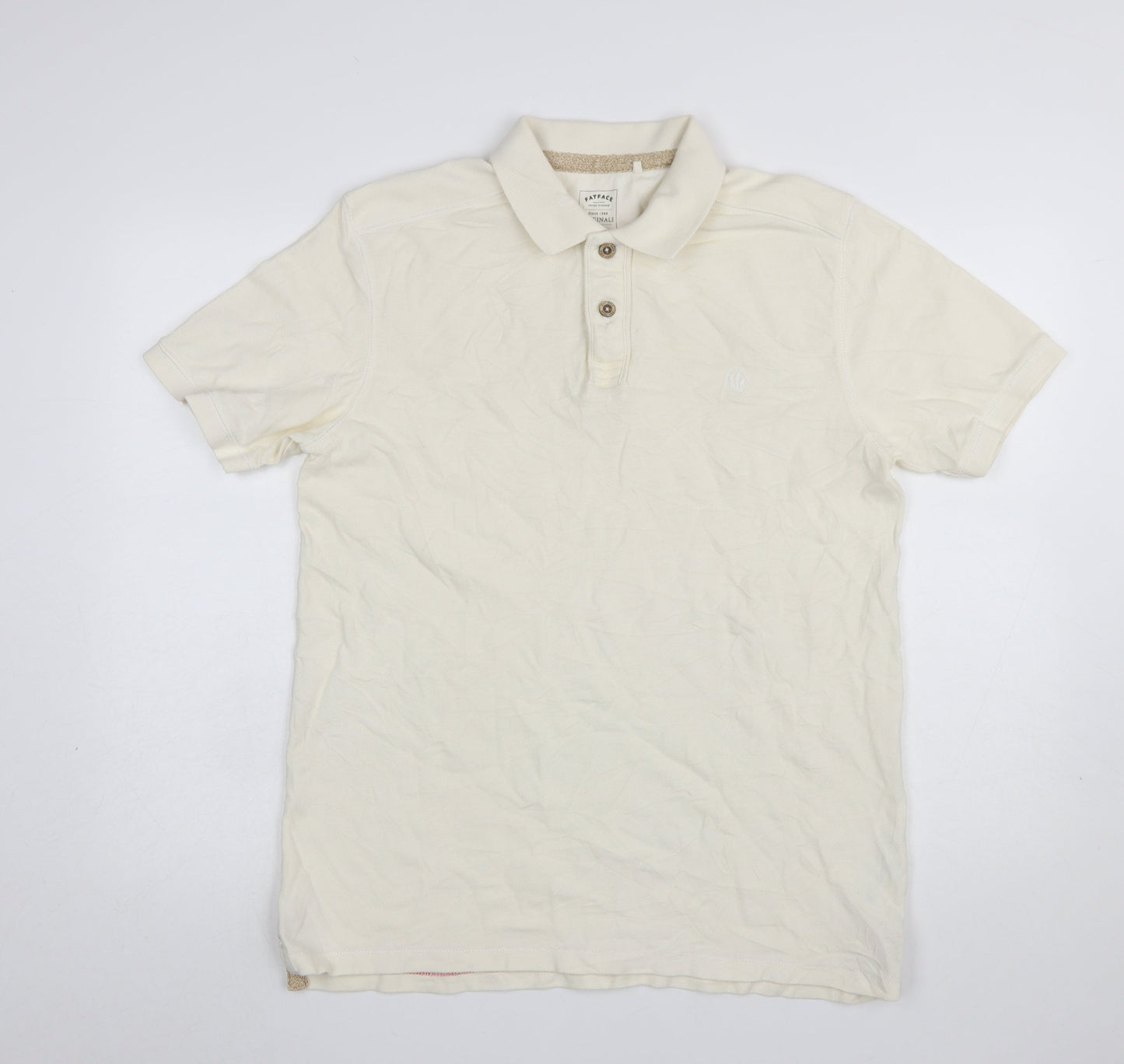 FatFace Men's Ivory Cotton Polo Shirt Size M Casual Short Sleeve