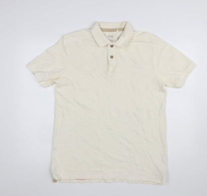 FatFace Men's Ivory Cotton Polo Shirt Size M Casual Short Sleeve