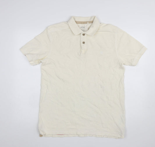 FatFace Men's Ivory Cotton Polo Shirt Size M Casual Short Sleeve