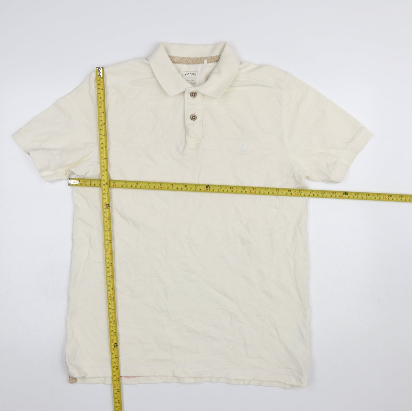FatFace Men's Ivory Cotton Polo Shirt Size M Casual Short Sleeve