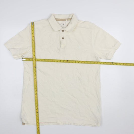 FatFace Men's Ivory Cotton Polo Shirt Size M Casual Short Sleeve