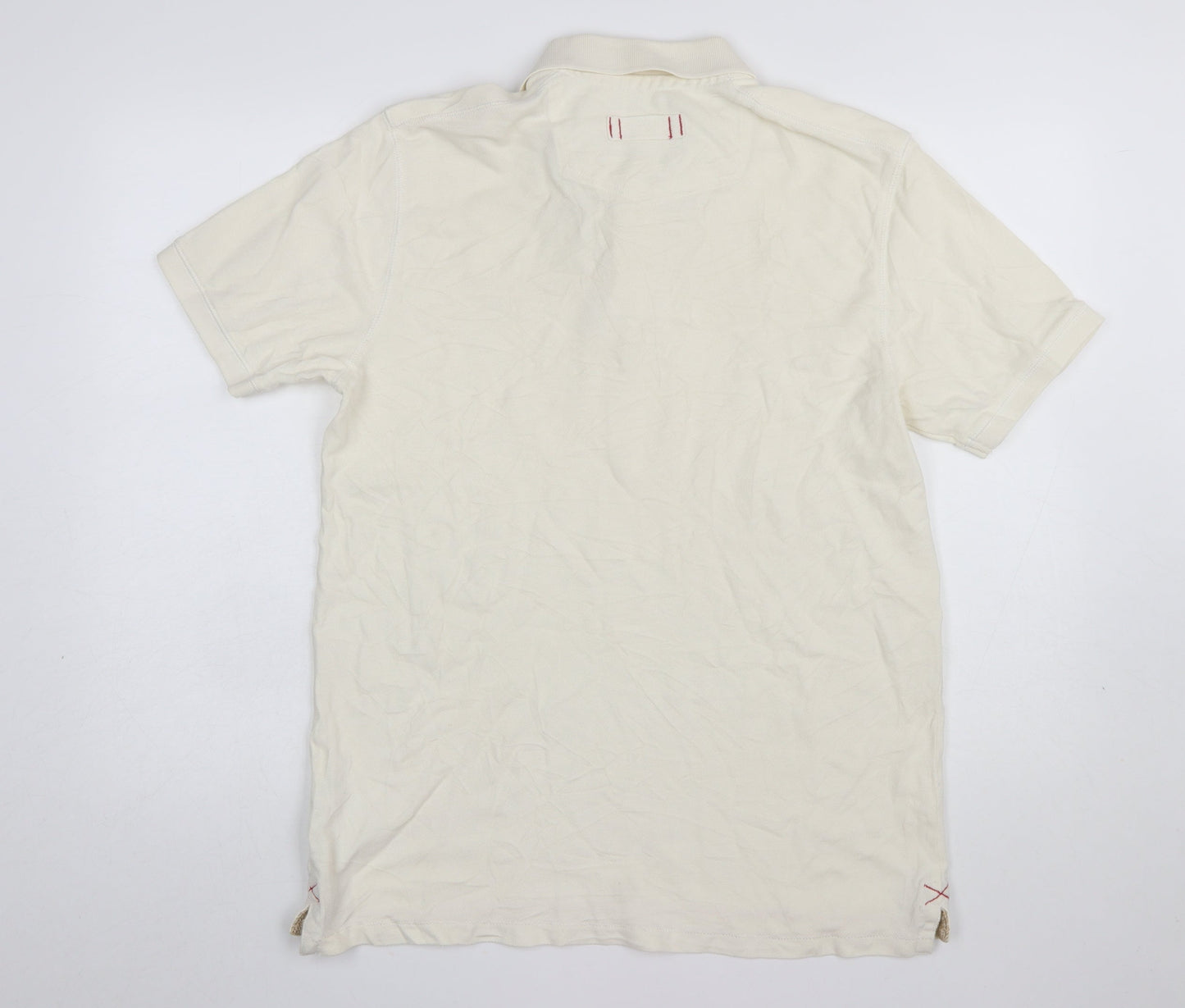 FatFace Men's Ivory Cotton Polo Shirt Size M Casual Short Sleeve