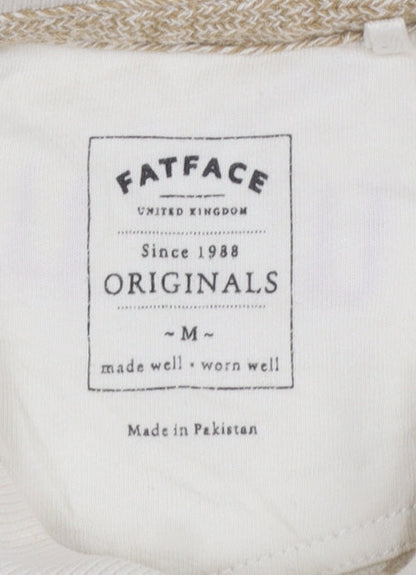 FatFace Men's Ivory Cotton Polo Shirt Size M Casual Short Sleeve
