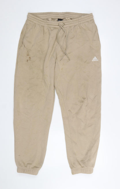 Womens UK Size XL adidas Regular Fit Jogger Beige Trousers