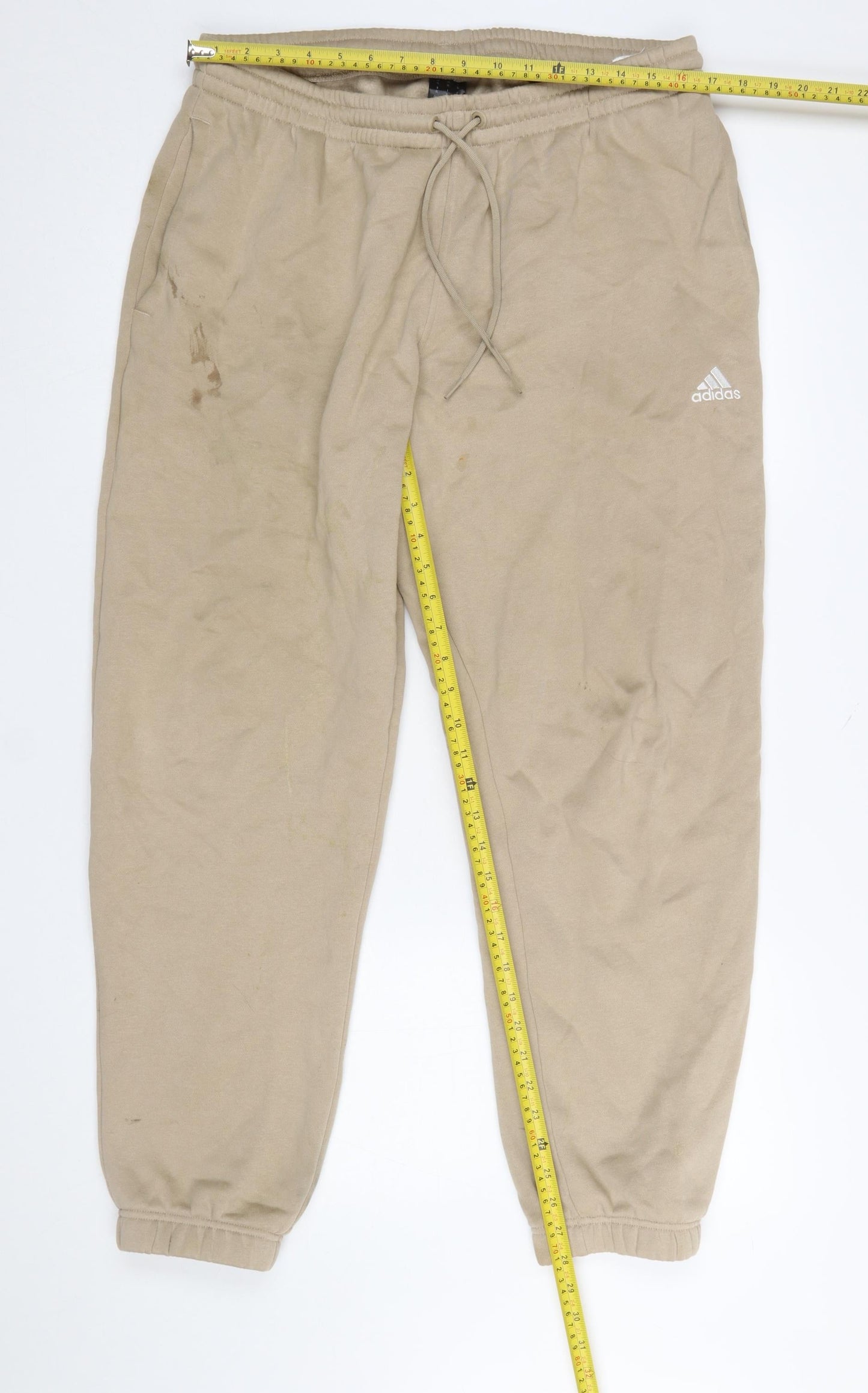 Womens UK Size XL adidas Regular Fit Jogger Beige Trousers