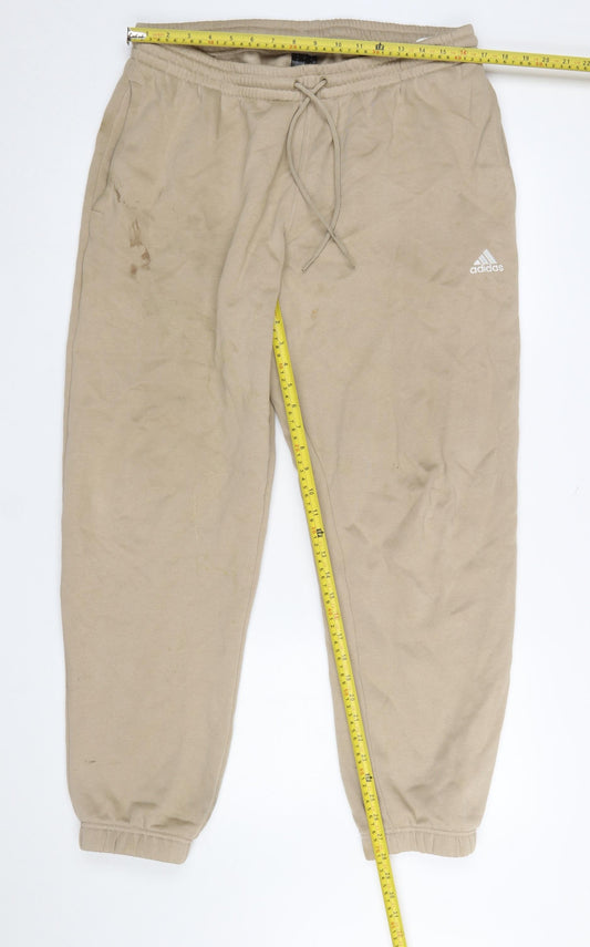 Womens UK Size XL adidas Regular Fit Jogger Beige Trousers