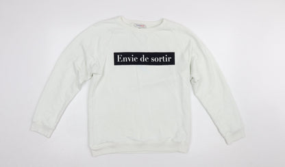 Womens UK Size M/L La Petite Française White Pullover Sweatshirt