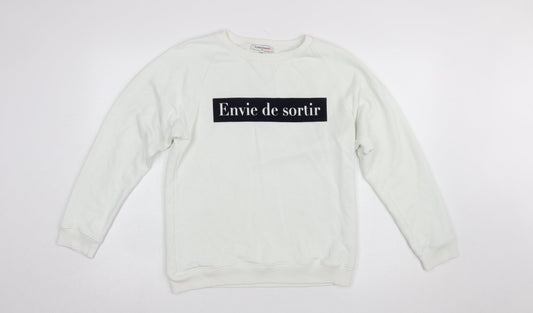 Womens UK Size M/L La Petite Française White Pullover Sweatshirt